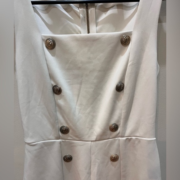 White Symphony Romper with Gold Lion Buttons - Picture 2 of 8